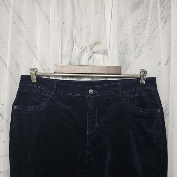 Simply Vera Vera Wang Navy Blue Velvet Straight Leg Pants Size 16 - Picture 2 of 13